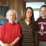 Watauga County resident Lydia Head with volunteers Sarah Merlotte and Hannah Emery (not pictured: Taylor Petty) Photo: Katie Kienbaum