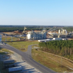 aerial view of the Sampson wood pellet plant