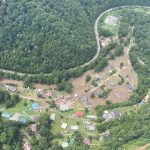 A flooded town in a valley